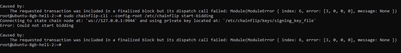 validator cli commands failing(command already executed before)